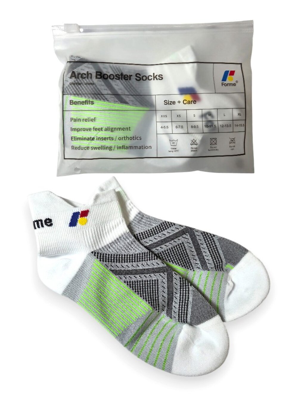 Forme Arch Booster Support Socks White Multi Size Small NWT